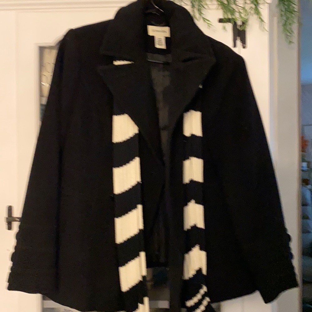St johns bay petite medium wool pea coat no rips or tears black